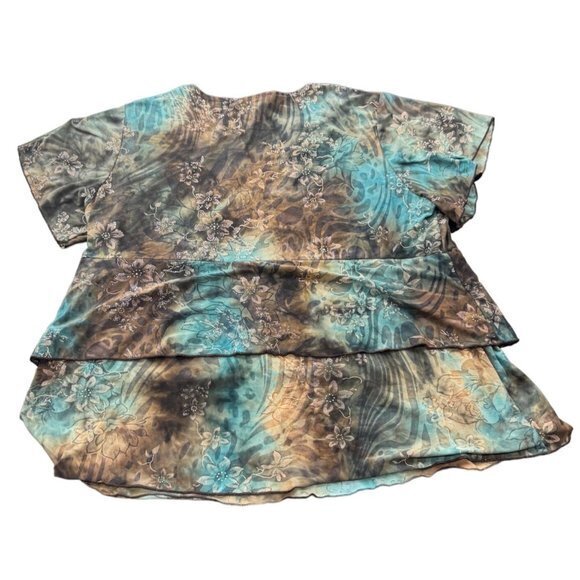 Dress Barn Women's Tops Blue‎ Brown Floral Print SIZE 14/16 |F1 - Picture 5 of 5